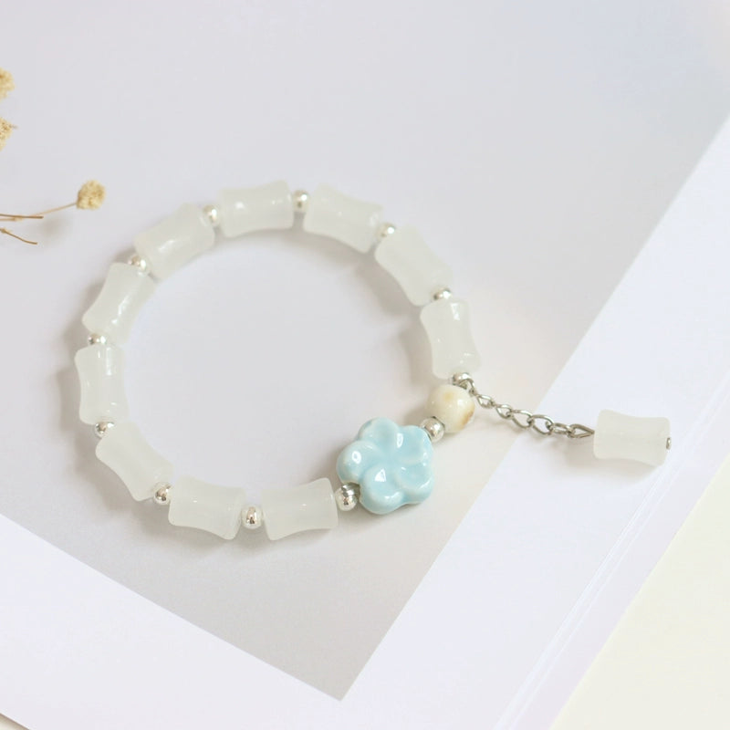 Bamboo-Joint Glass Bracelet - Ceramic Beaded Jewelry