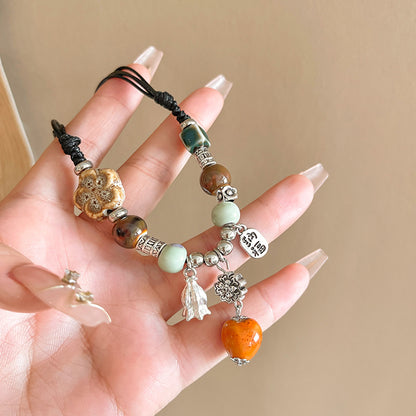 Chinese Resin Bead Fortune Necklace - Trendy Collarbone Chain