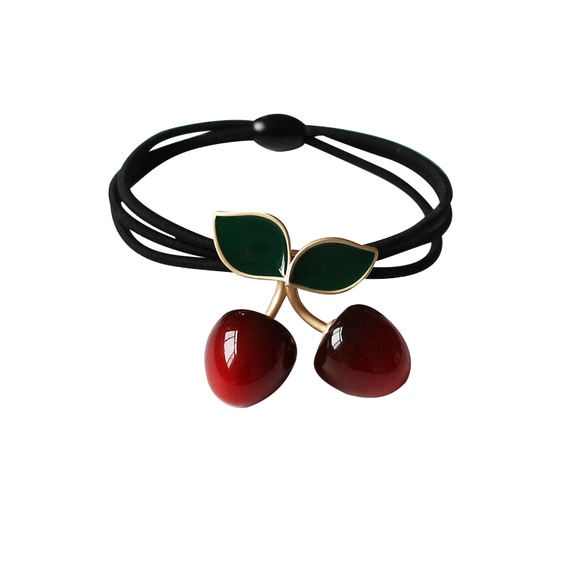 Cute Hair Tie With Cherry Design Stylish Hairband For Women Perfect For Ponytails Inspired By Korean Fashion Trends
