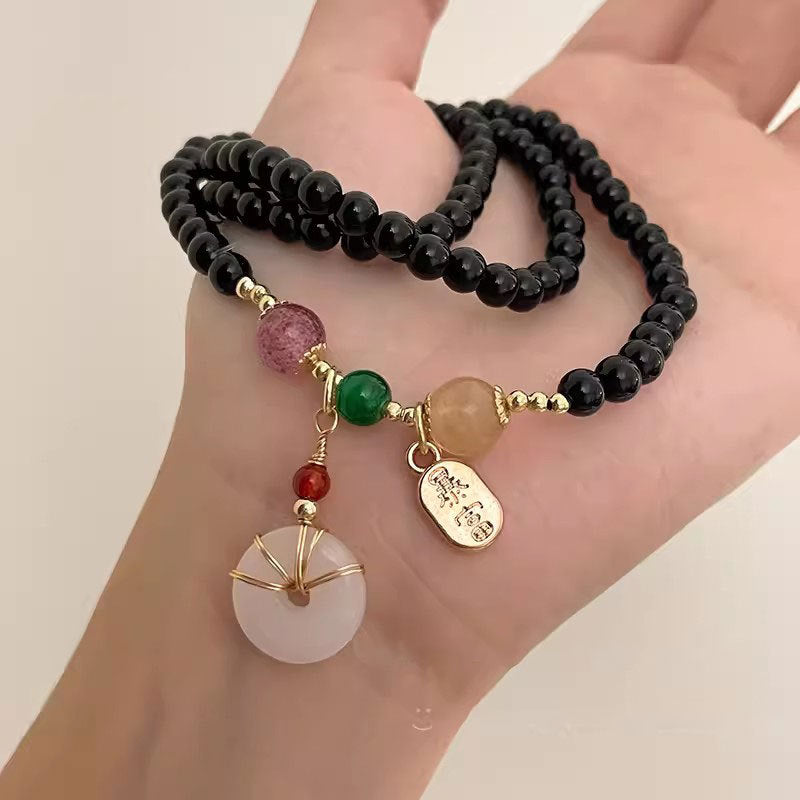 Garnet Peace Knot Bracelet for Women - Unique Vintage Design, Matching BFF Necklace