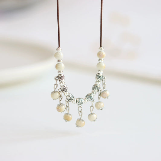 Handcrafted Porcelain Pendant - Oriental Chic