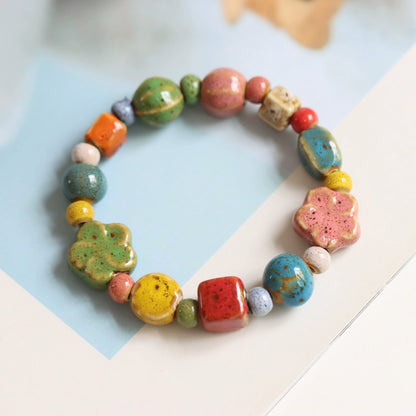 Ethnic Ceramic Beaded Bracelet - Colorful Bohemian Jewelry