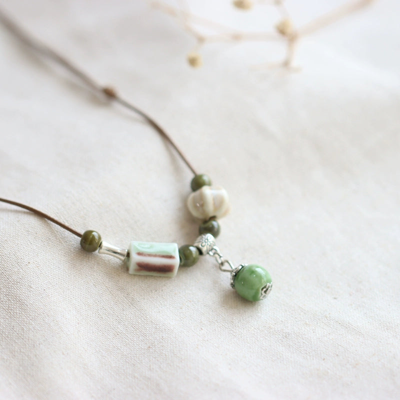 Ceramic Pendant Necklace - Artistic Bohemian Jewelry