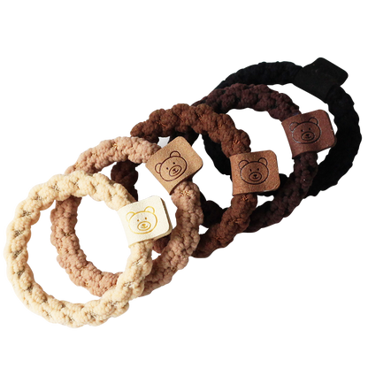 Brown small hair tie for women, trendy hairband for ponytails, high elasticity thick hair loop