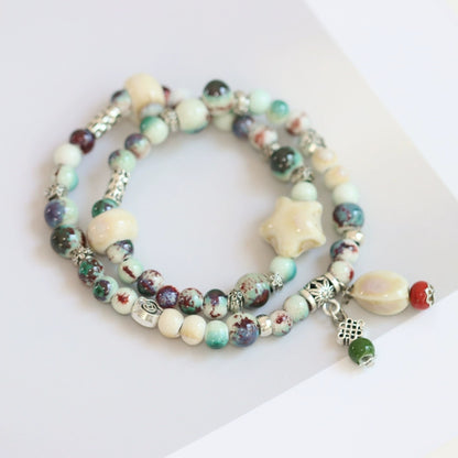 Double-Layer Ethnic Ceramic Bracelet - Versatile Jewelry