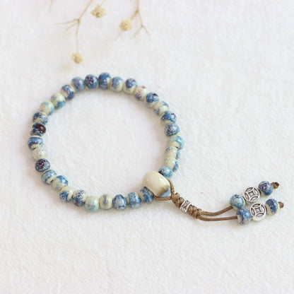 Ethnic Ceramic Beaded Bracelet - Handmade Porcelain Jewelry