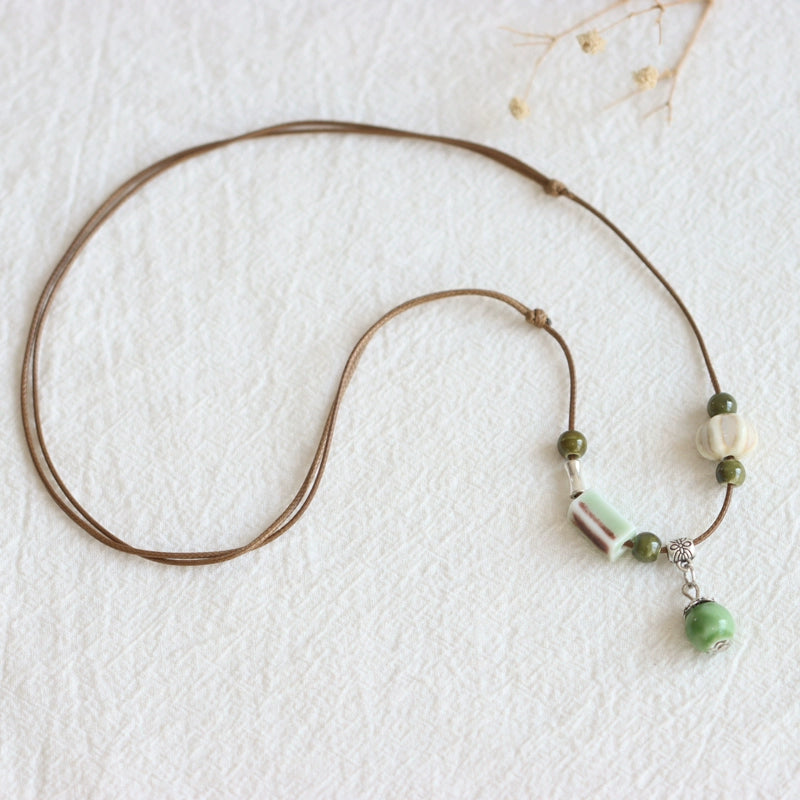 Ceramic Pendant Necklace - Artistic Bohemian Jewelry