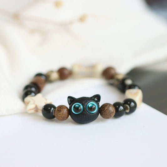 Adorable Owl Ceramic Beaded Bracelet - Whimsical Animal Jewelry