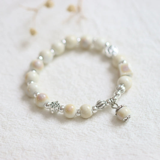 Ceramic Beaded Bracelet - Minimalist Bohemian Jewelry
