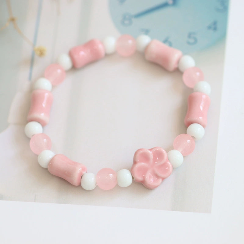 Minimalist Ceramic Beaded Bracelet - Natural Style Jewelry