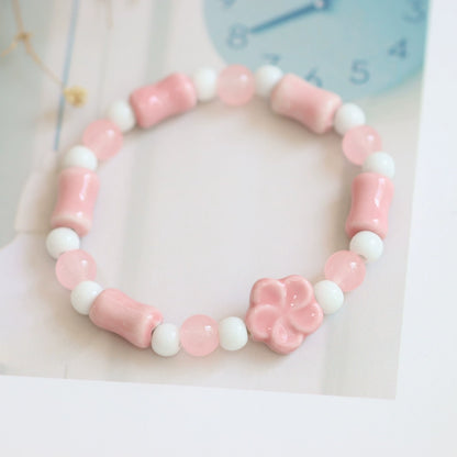 Minimalist Ceramic Beaded Bracelet - Natural Style Jewelry