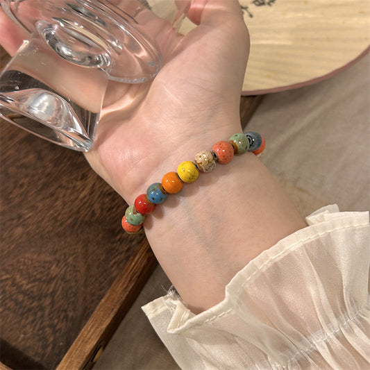 Porcelain Glaze Gradient Color Beaded Bracelet for Women - A Versatile and Sophisticated Accessory