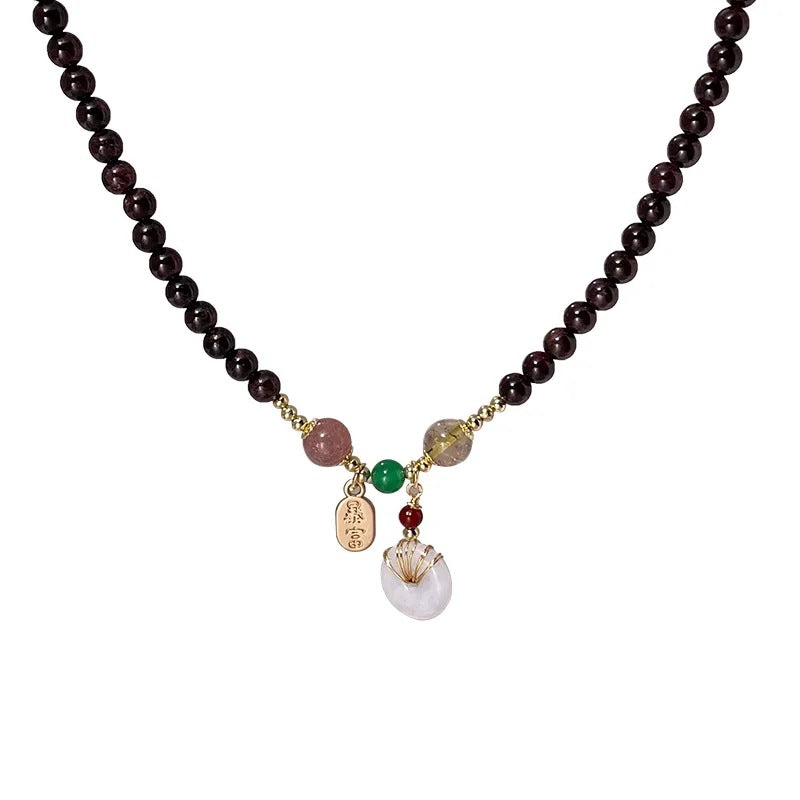 Garnet Peace Knot Bracelet for Women - Unique Vintage Design, Matching BFF Necklace