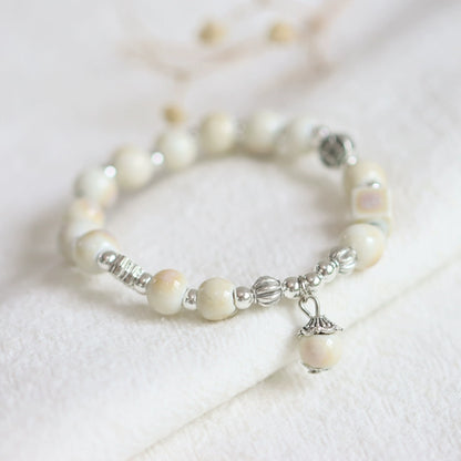 Ceramic Beaded Bracelet - Minimalist Bohemian Jewelry