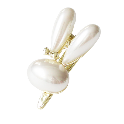 Faux Pearl Bunny Hair Clip Trendy Elegant Side Cute Hair Accessory