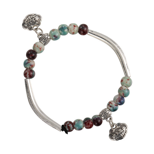 Handmade Porcelain Bracelet for Women - An Ethnic-style, Unique, Light Luxury, and Multicolored Beaded Accessory.