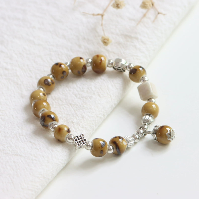 Ceramic Beaded Bracelet - Minimalist Bohemian Jewelry