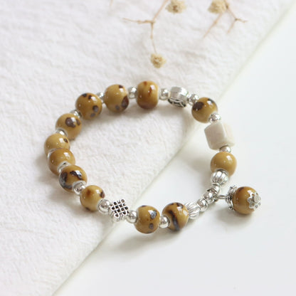Ceramic Beaded Bracelet - Minimalist Bohemian Jewelry