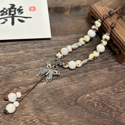 Chinese Resin Bead Fortune Necklace - Trendy Collarbone Chain