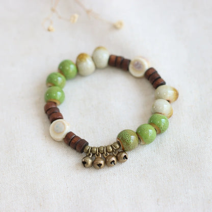 Vintage Ethnic Ceramic Bracelet - Handmade Porcelain Beads