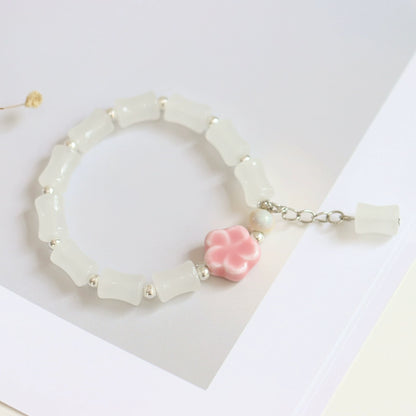 Bamboo-Joint Glass Bracelet - Ceramic Beaded Jewelry