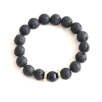 Volcanic Stone & Blue Sandstone Bracelet - Crystal Boho Couple Jewelry