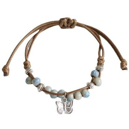 Oriental Butterfly Bracelet - Handcrafted Porcelain Charms