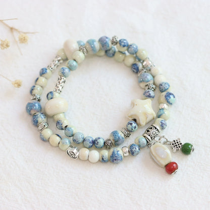 Double-Layer Ethnic Ceramic Bracelet - Versatile Jewelry