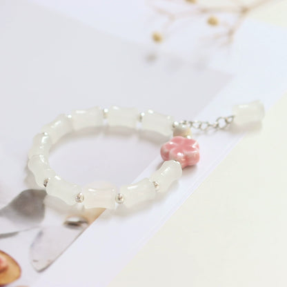 Bamboo-Joint Glass Bracelet - Ceramic Beaded Jewelry