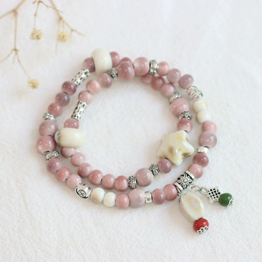 Double-Layer Ethnic Ceramic Bracelet - Versatile Jewelry