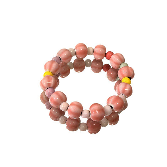 Porcelain Red Jade Bead Bracelet for Women - A Dopamine-inspired Original Retro Accessory
