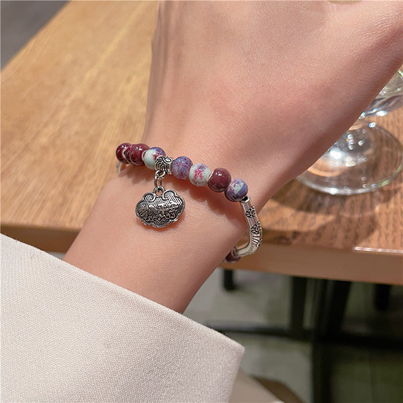 Handmade Porcelain Bracelet for Women - An Ethnic-style, Unique, Light Luxury, and Multicolored Beaded Accessory.