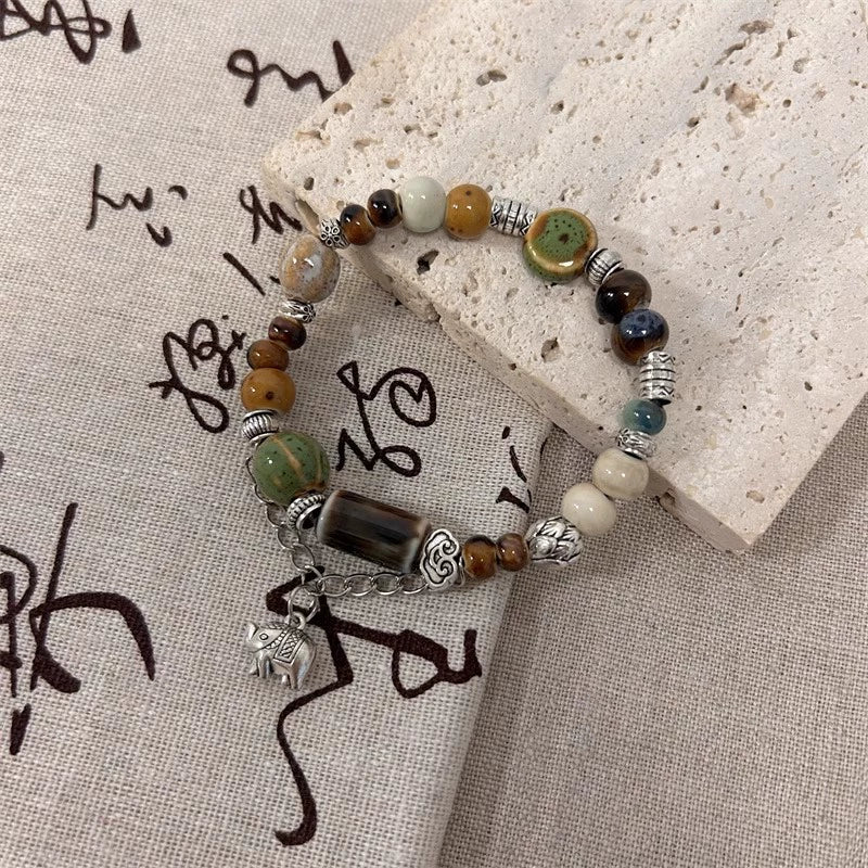 Porcelain Glaze Gradient Color Beaded Bracelet for Women - A Versatile and Sophisticated Accessory