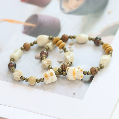 Ethnic Maneki-Neko Bracelet - Ceramic Fortune Jewelry