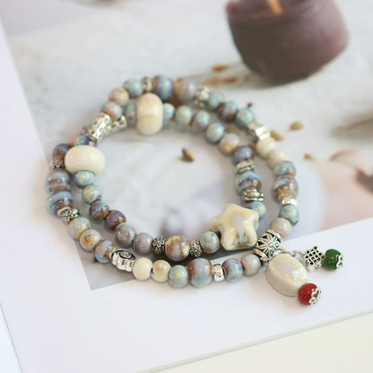 Double-Layer Ethnic Ceramic Bracelet - Versatile Jewelry