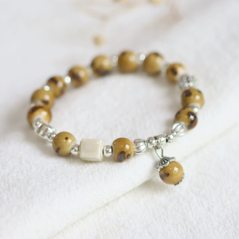 Ceramic Beaded Bracelet - Minimalist Bohemian Jewelry