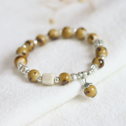 Ceramic Beaded Bracelet - Minimalist Bohemian Jewelry