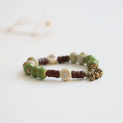 Vintage Ethnic Ceramic Bracelet - Handmade Porcelain Beads