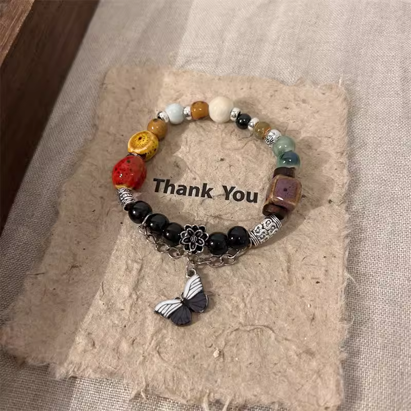 Porcelain Glaze Gradient Color Beaded Bracelet for Women - A Versatile and Sophisticated Accessory