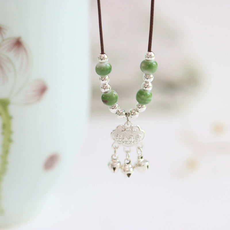 Adjustable Ceramic Pendant Necklace - Collarbone Jewelry