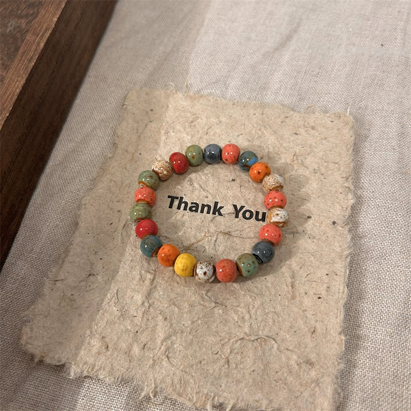 Porcelain Glaze Gradient Color Beaded Bracelet for Women - A Versatile and Sophisticated Accessory