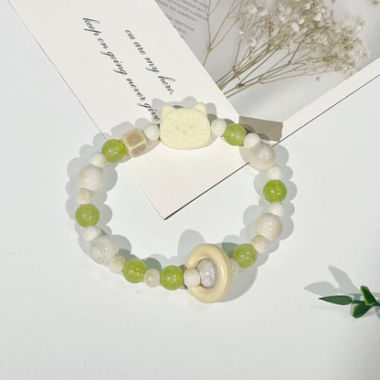 Porcelain Bead Bracelet - A Cute and Sweet Accessory, Featuring a Retro and Instagrammable Style, Perfect for Couples.