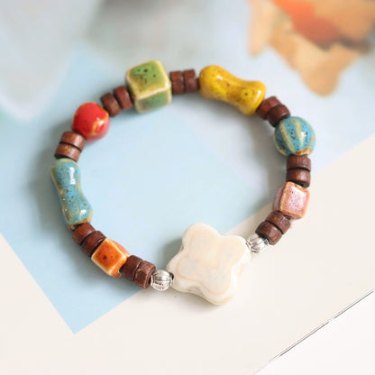 Ethnic Ceramic Beaded Bracelet - Colorful Bohemian Jewelry