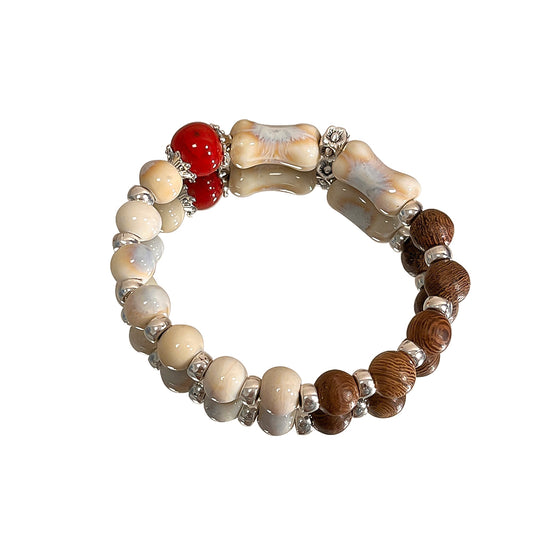 Porcelain Bead Bracelet for Women - An Ethnic-style, Versatile, and Fashionable Elastic Rope Accessory