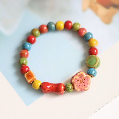 Ethnic Ceramic Beaded Bracelet - Colorful Bohemian Jewelry