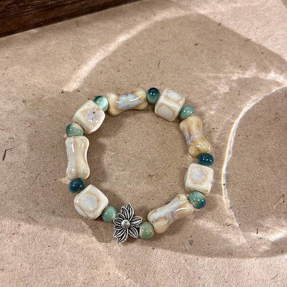Porcelain Bead Bracelet for Women - A Unique and Artistic Accessory, Featuring a Retro Style