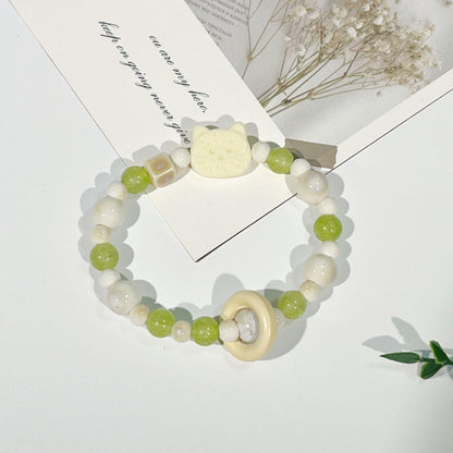 Porcelain Bead Bracelet - A Cute and Sweet Accessory, Featuring a Retro and Instagrammable Style, Perfect for Couples.