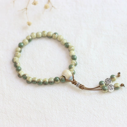 Ethnic Ceramic Beaded Bracelet - Handmade Porcelain Jewelry