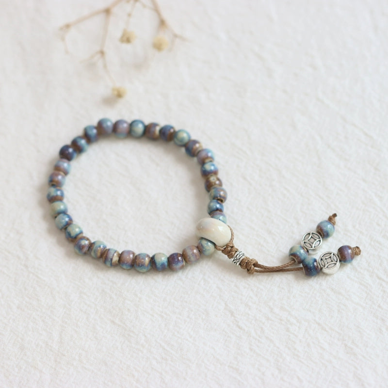 Ethnic Ceramic Beaded Bracelet - Handmade Porcelain Jewelry