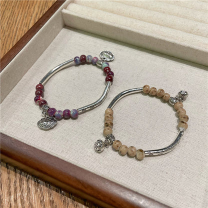 Handmade Porcelain Bracelet for Women - An Ethnic-style, Unique, Light Luxury, and Multicolored Beaded Accessory.
